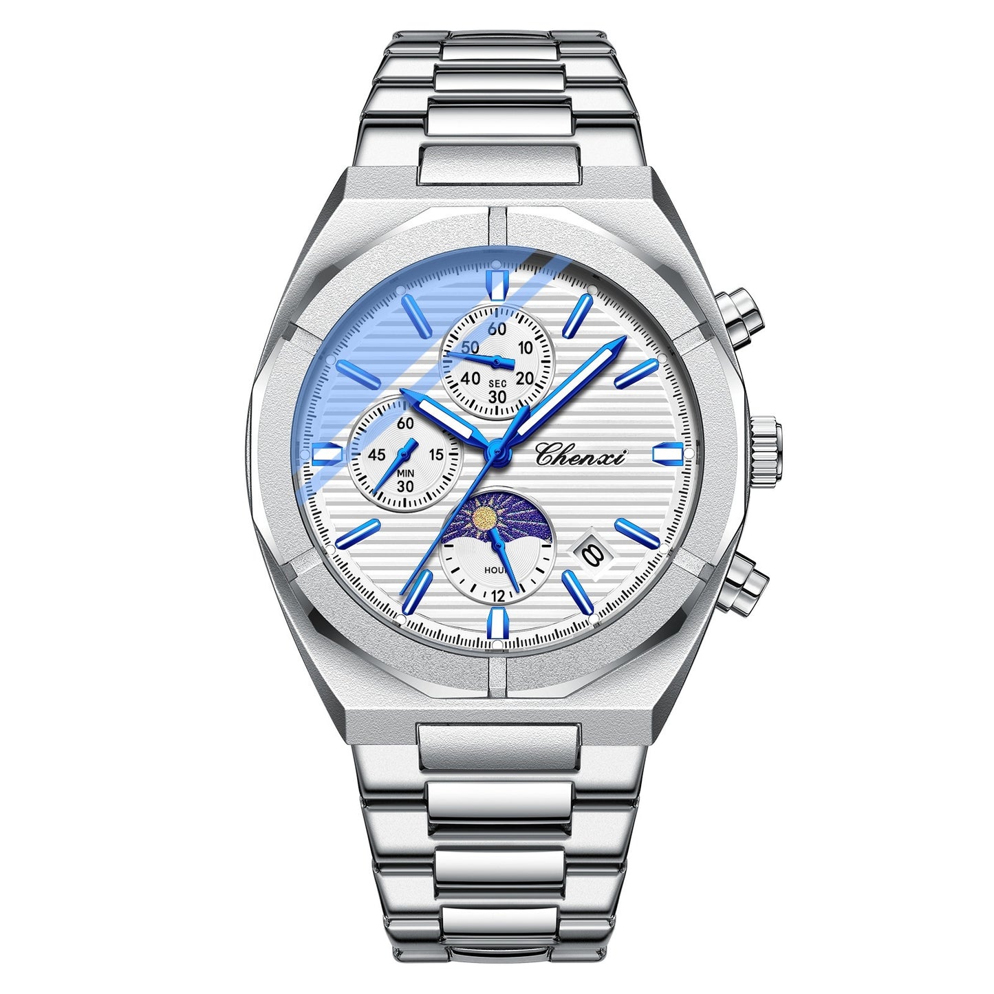 Men's Moon Phase Calendar Chronograph Watch