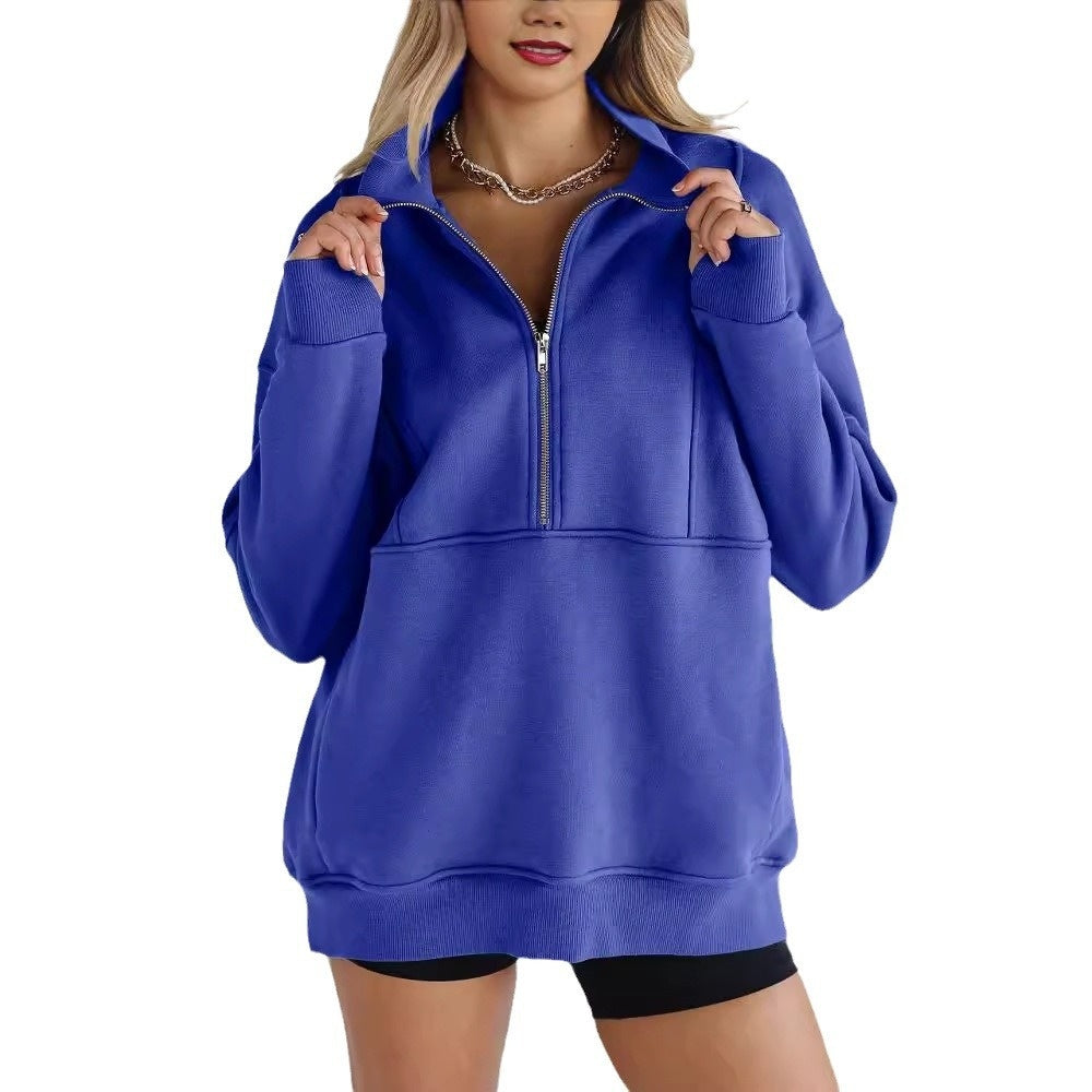 Women's Zipper Pocket Casual Sweater