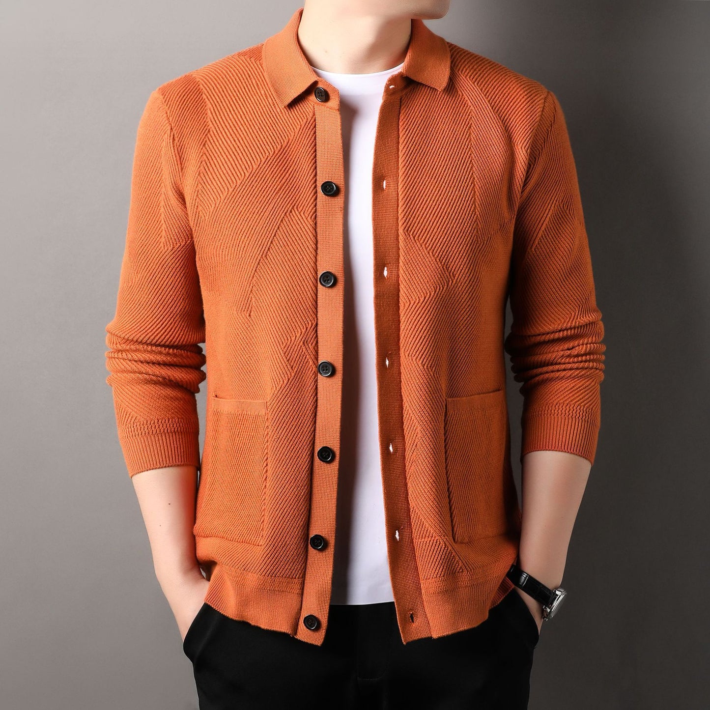 Men's Knitting Lapel Cardigan