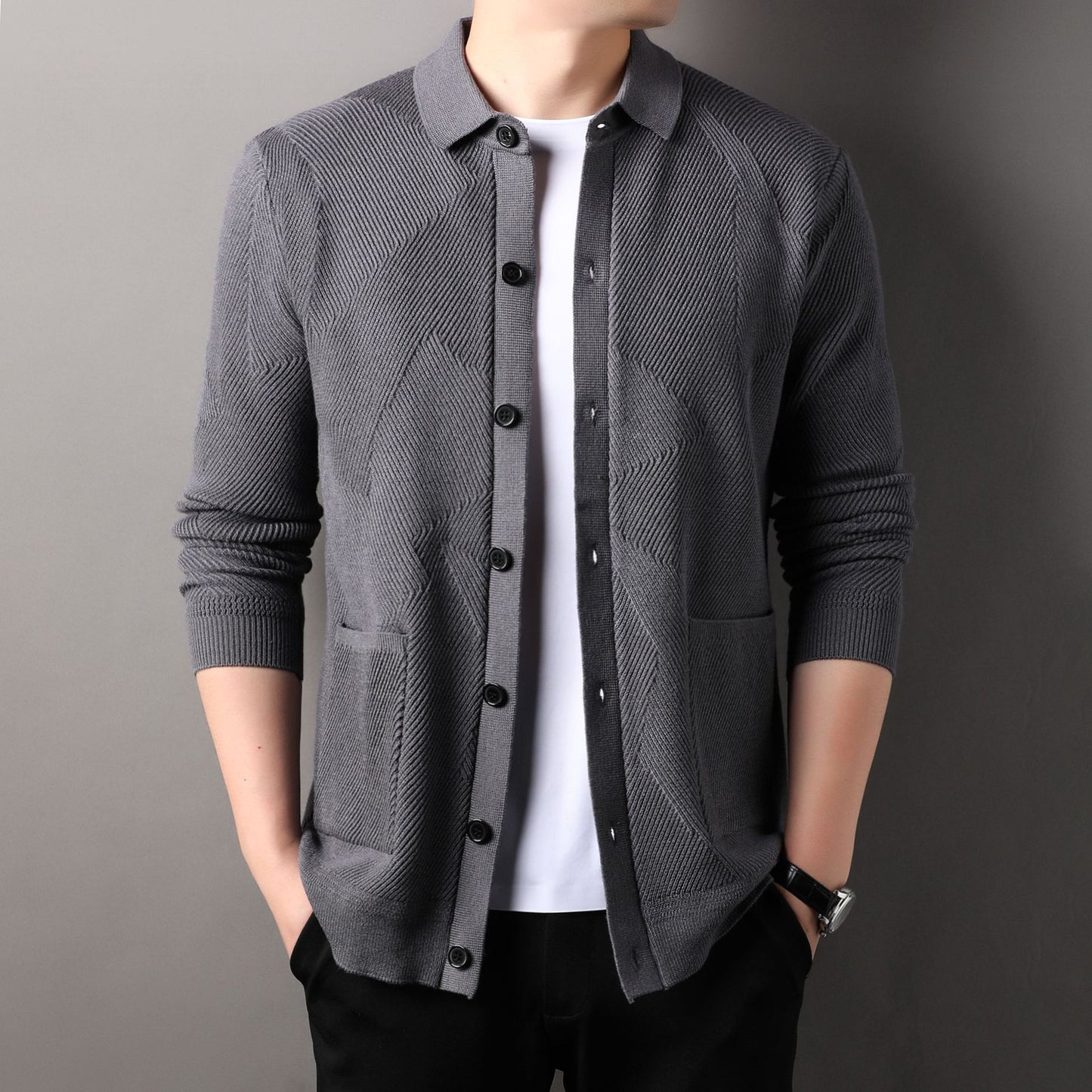 Men's Knitting Lapel Cardigan