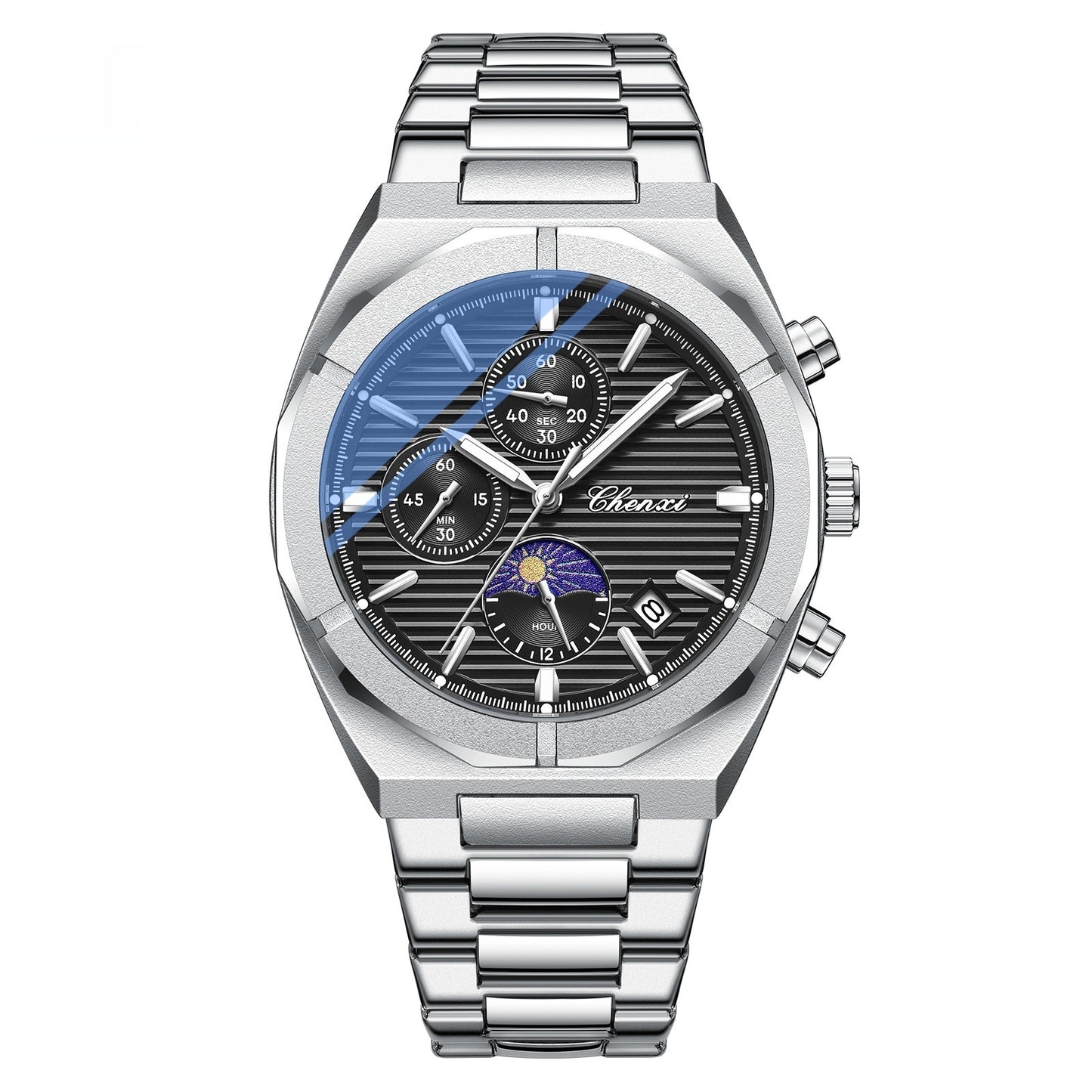 Men's Moon Phase Calendar Chronograph Watch