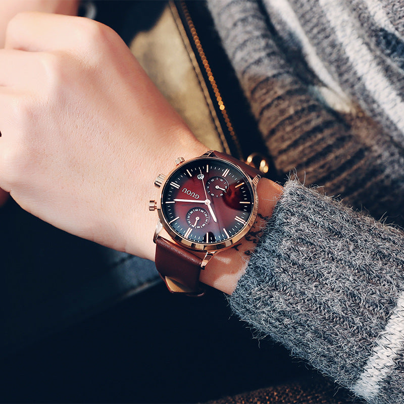 Men's Calendar Leather Quartz Watch