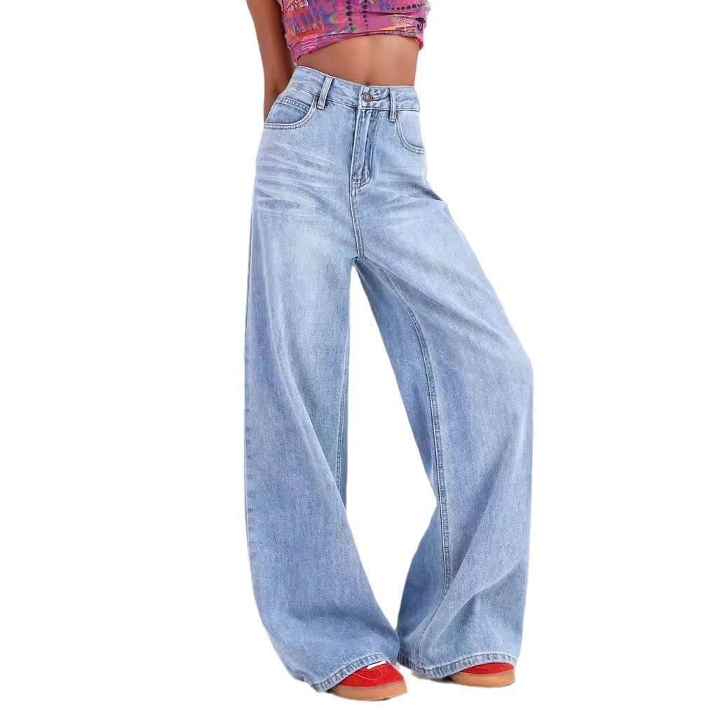 Women's Retro High Waist Loose Leg Jeans