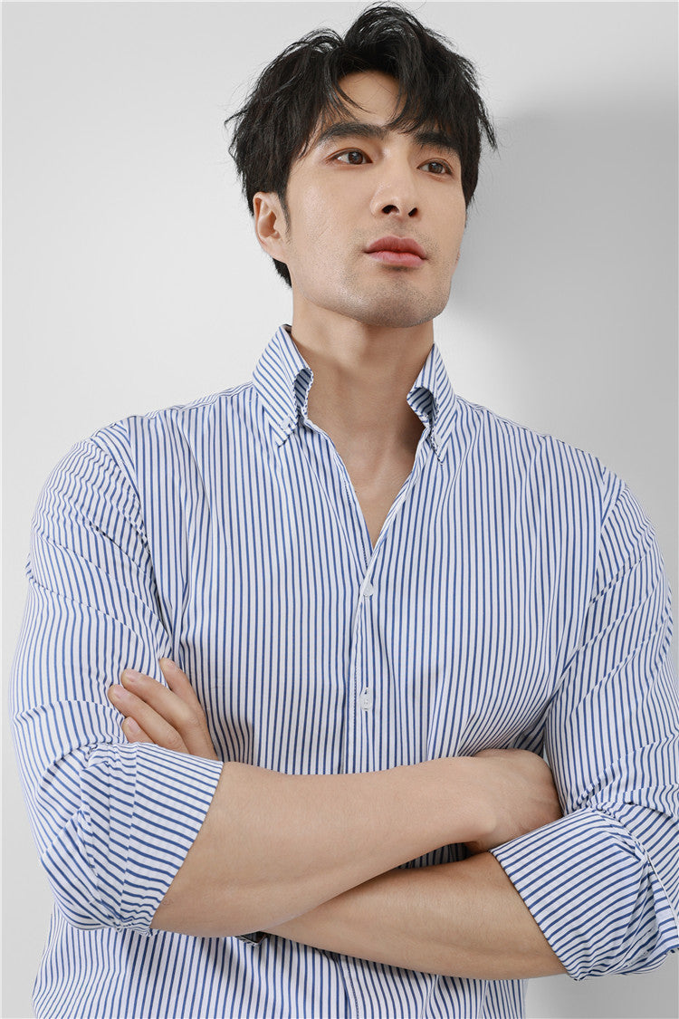 Men's Striped V-neck Long Sleeve Shirt