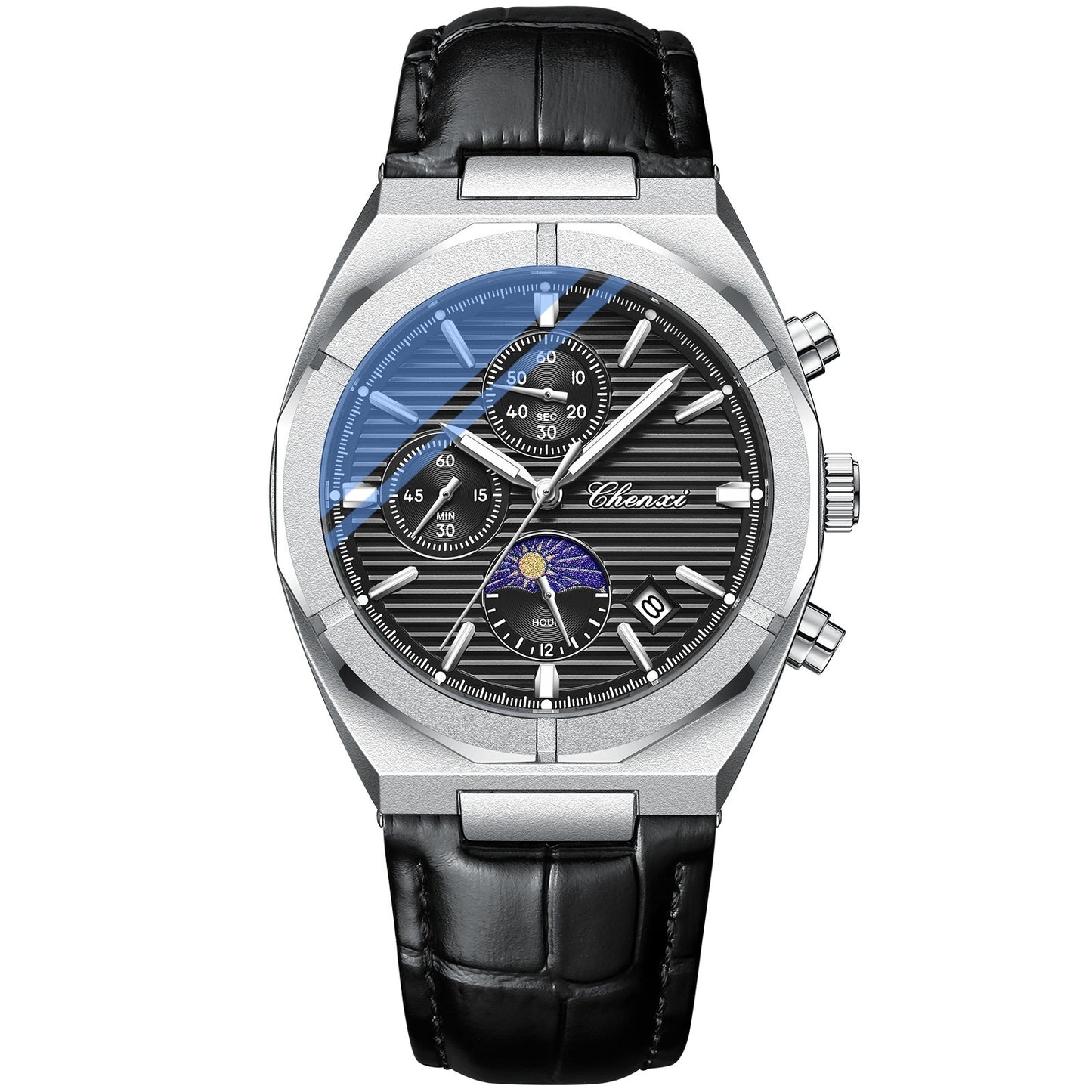 Men's Moon Phase Calendar Chronograph Watch