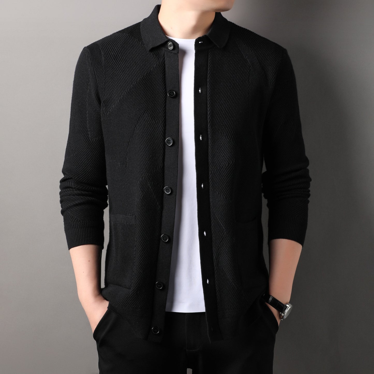 Men's Knitting Lapel Cardigan