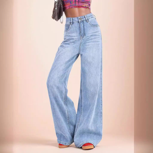 Women's Retro High Waist Loose Leg Jeans