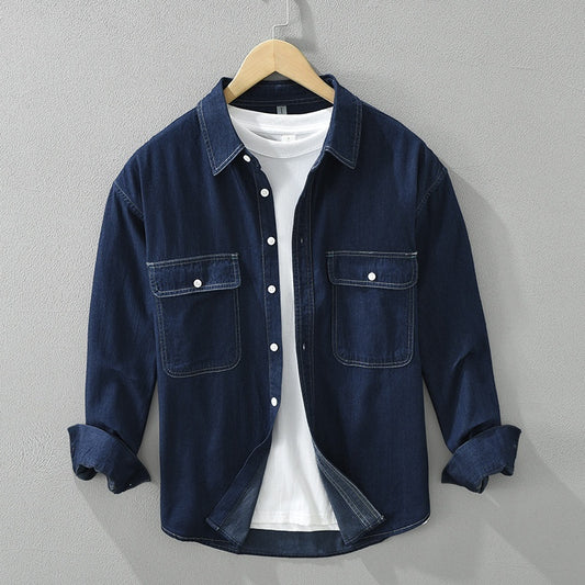 Men's Artistic Denim Long Sleeve Top