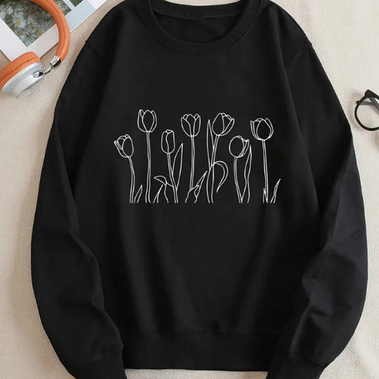 Women's Flower Fleece Sweatshirt