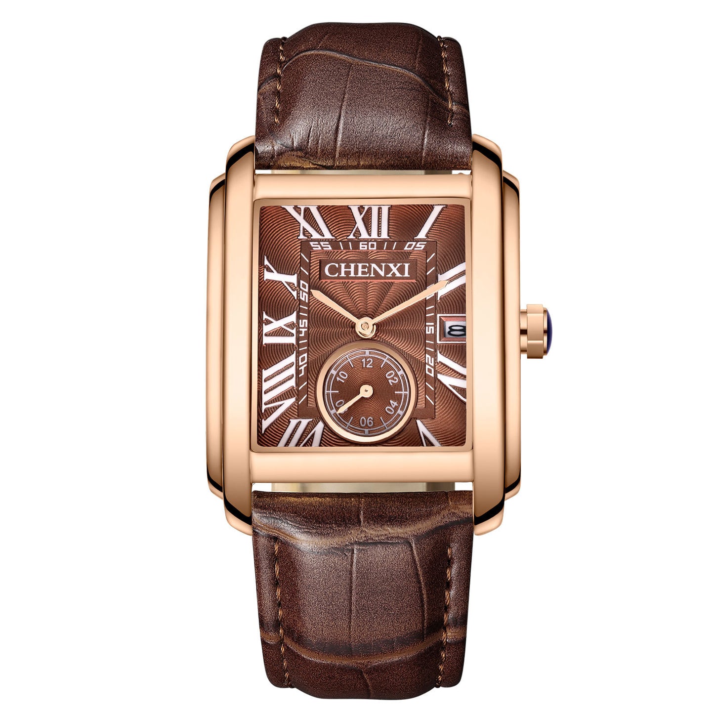 Men's Square Quartz Strap Watch