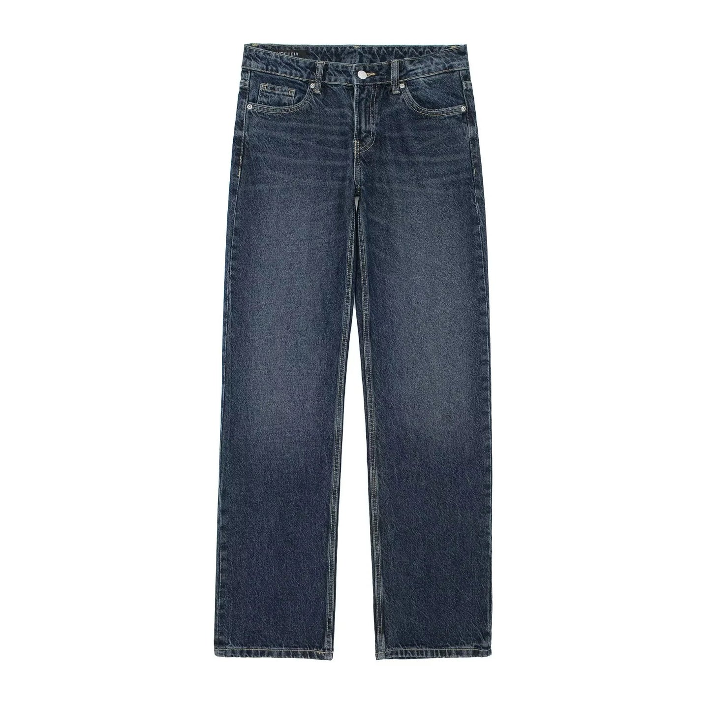 Women's Heart-shaped Pocket Straight Mid-waist Jeans