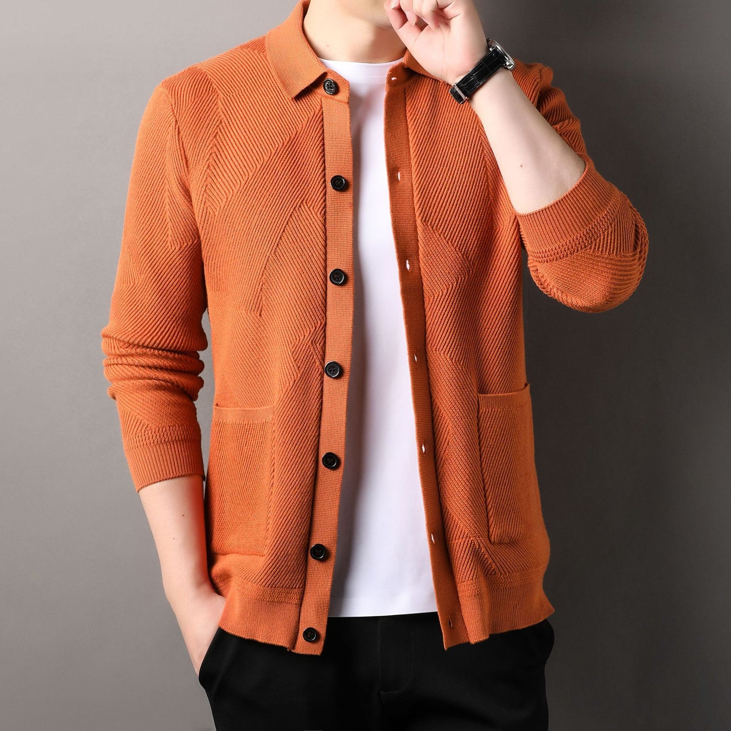 Men's Knitting Lapel Cardigan