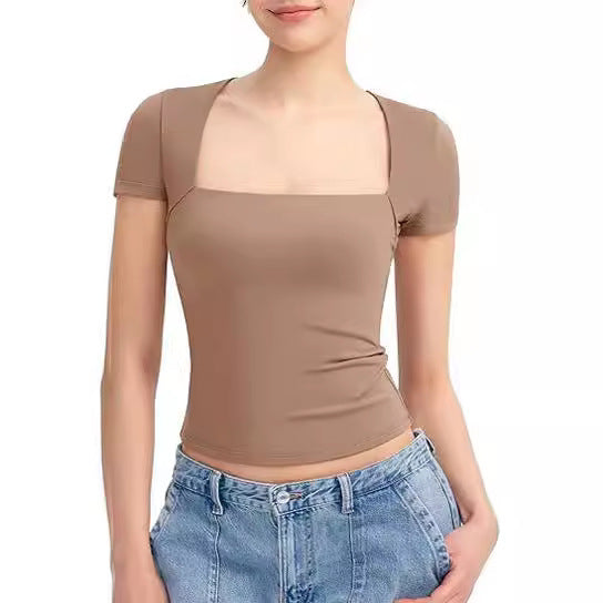 Women's Summer Pullover Outer Wear Slim T-shirt