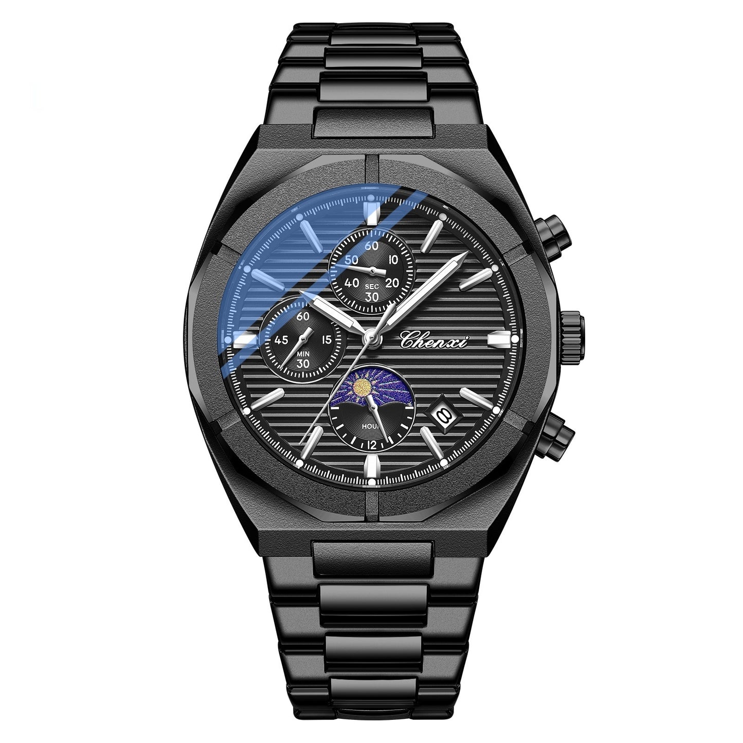 Men's Moon Phase Calendar Chronograph Watch