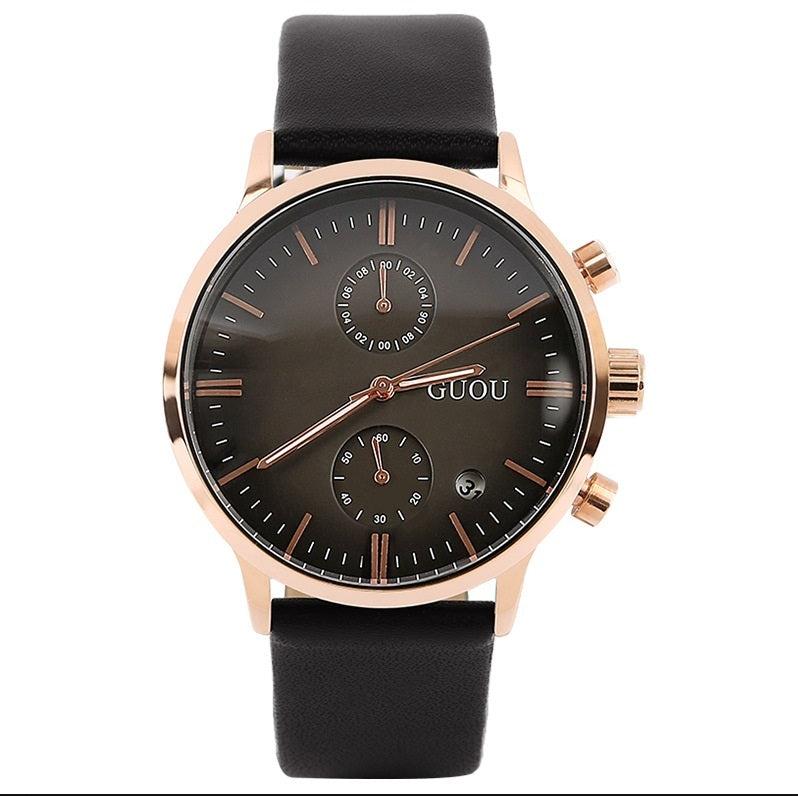 Men's Calendar Leather Quartz Watch