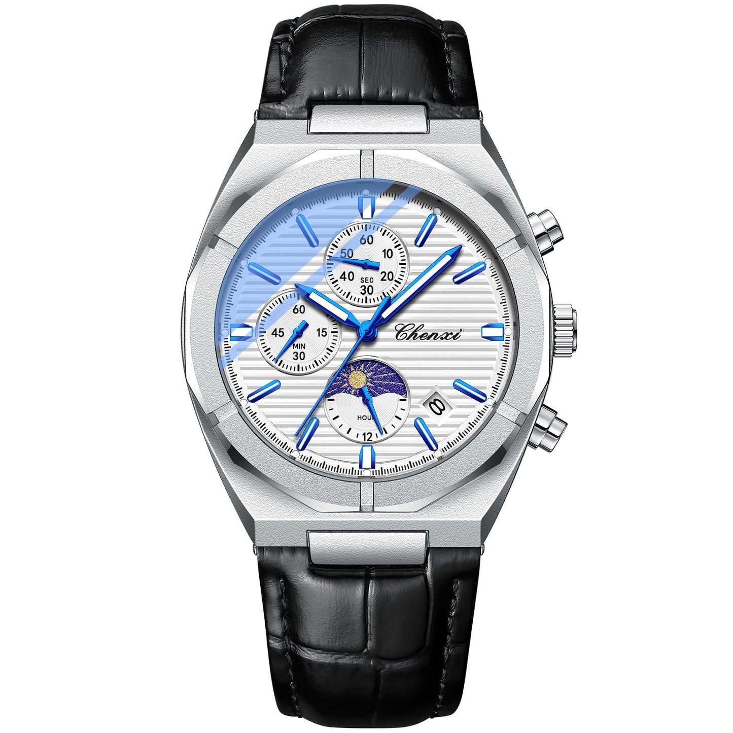 Men's Moon Phase Calendar Chronograph Watch