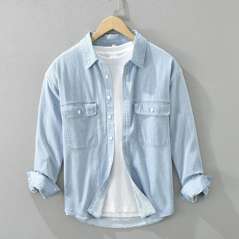 Men's Artistic Denim Long Sleeve Top